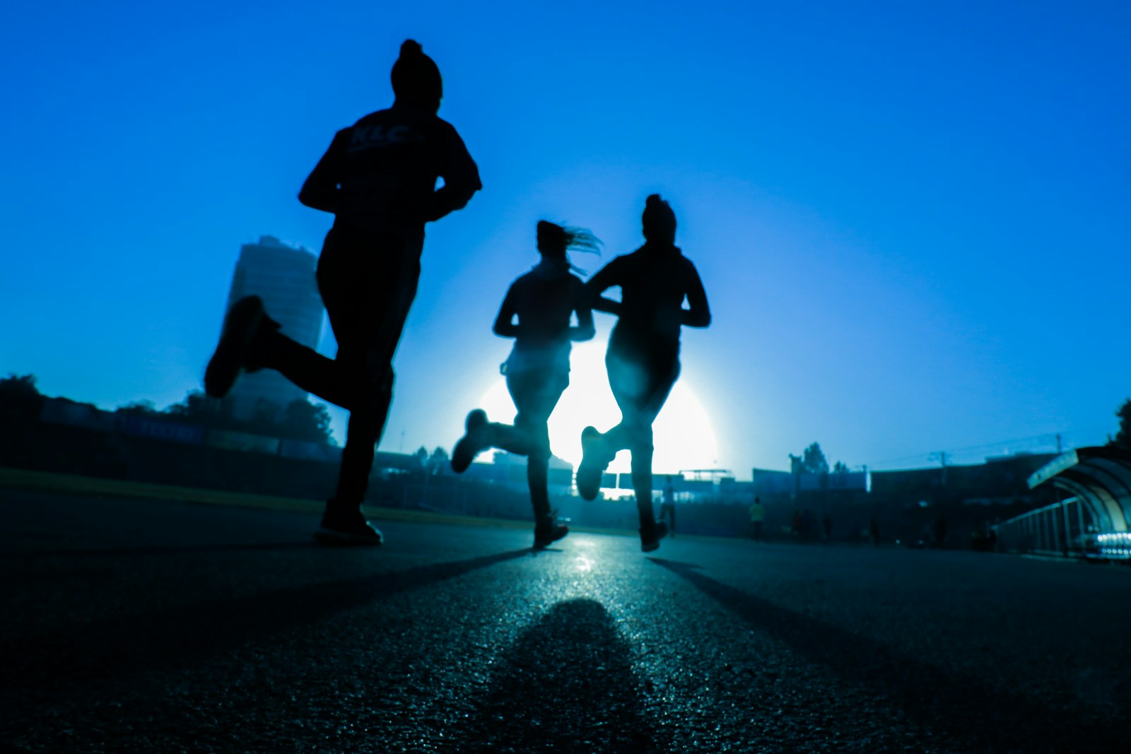 Runners training at dawn