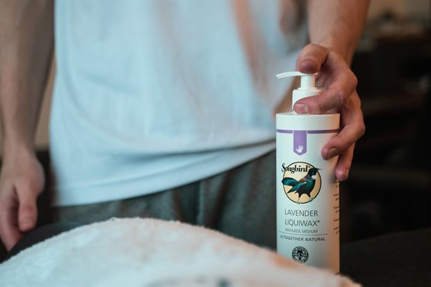 Massage wax used during a sports massage